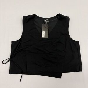 Future Collective Jenee Naylor Black Wrap Vest Top XL NWT Sleeveless V-Neck Tie